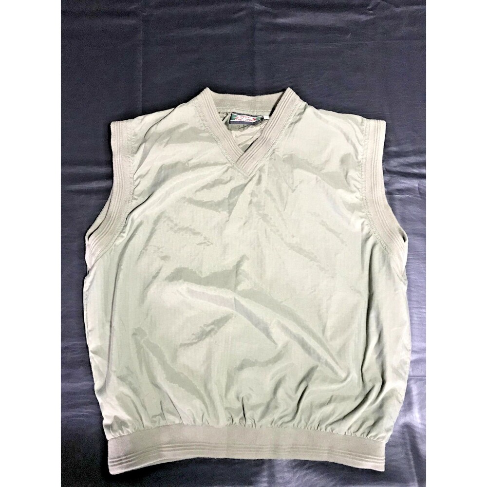 Vintage Reebok Golf Pullover Windbreaker Sleeveless V-Neck Vest-L Olive Green/Gr